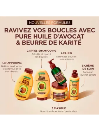 Ultra Doux - Crème de Boucles sans rinçage Pure Huile d’Avocat & Beurre de Karité